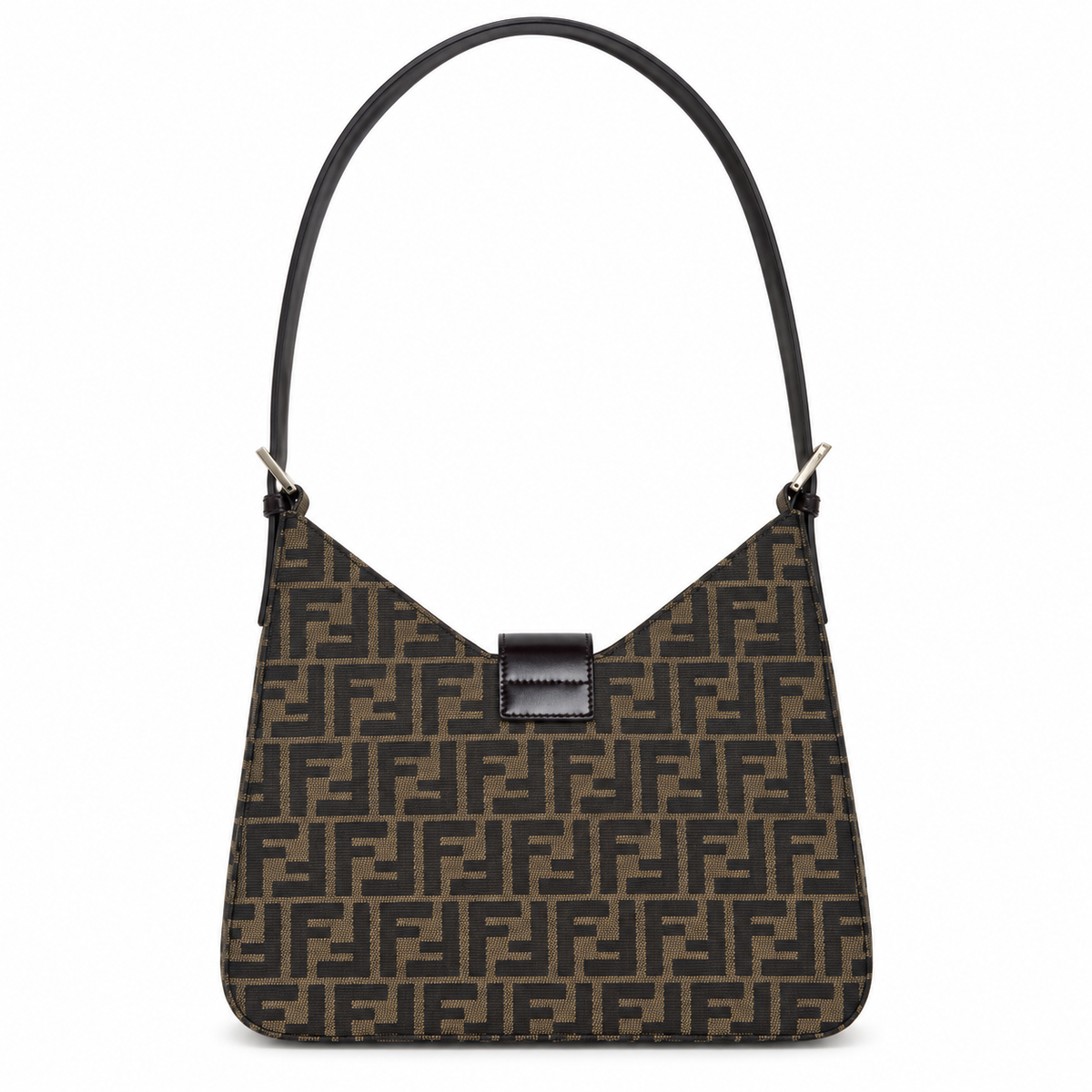 Fendi FF Shoulder Bag – Jacquard Canvas & Leather Trim, Flap Closure, 29cm
