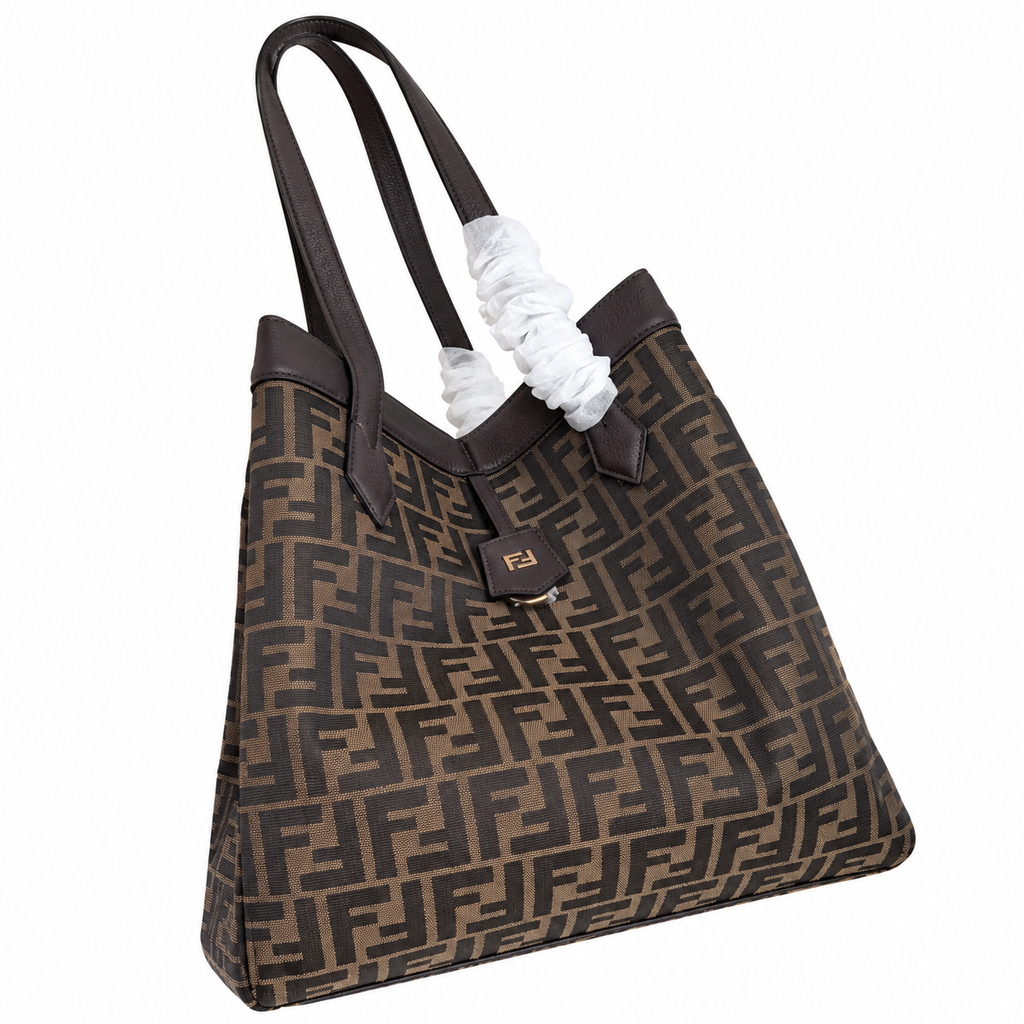 Fendi FF Large Tote Bag – Jacquard Canvas & Leather Handles, 32.5cm